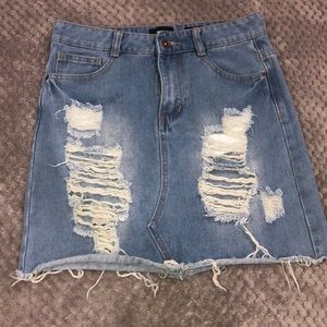 RANBEERI Distressed Jean Skirt